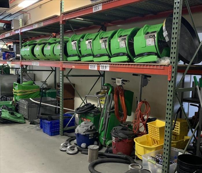 SERVPRO warehouse filled to the top with new equipment.