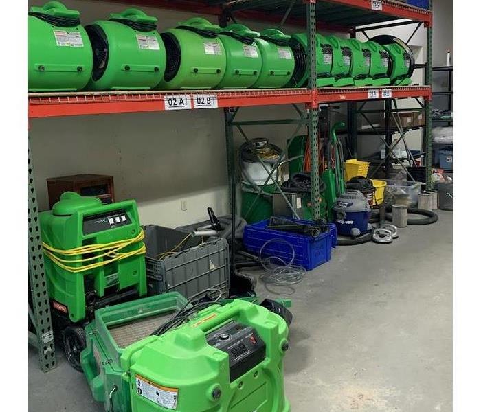 SERVPRO equipment in a warehouse